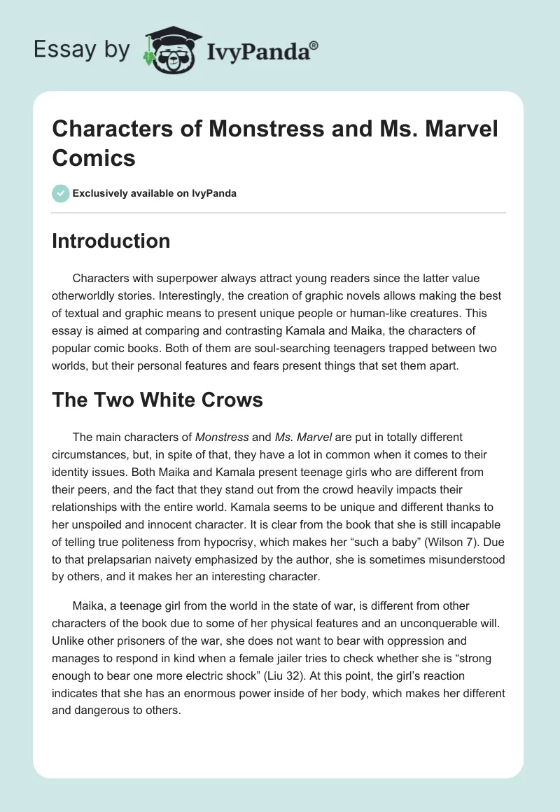 Characters of "Monstress" and "Ms. Marvel" Comics. Page 1