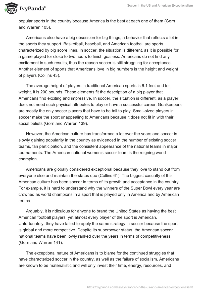 Soccer in the US and American Exceptionalism. Page 2