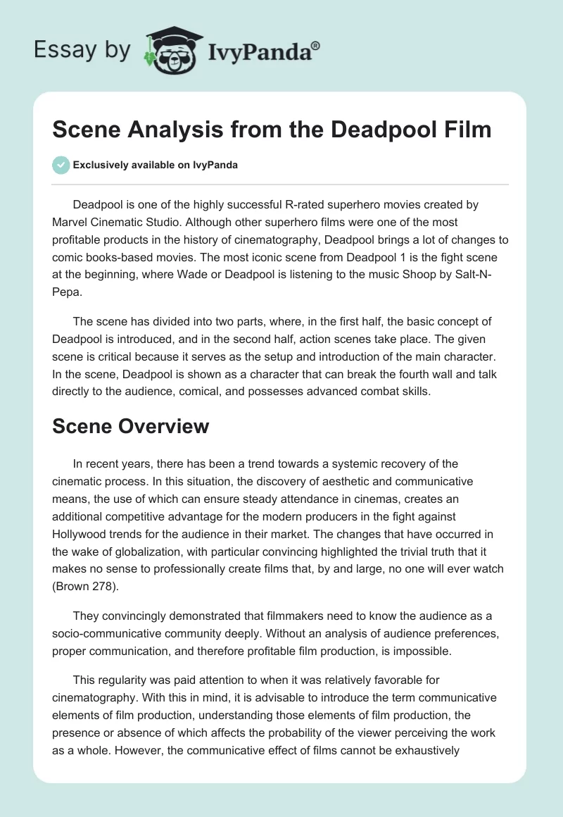 Scene Analysis from the "Deadpool" Film. Page 1