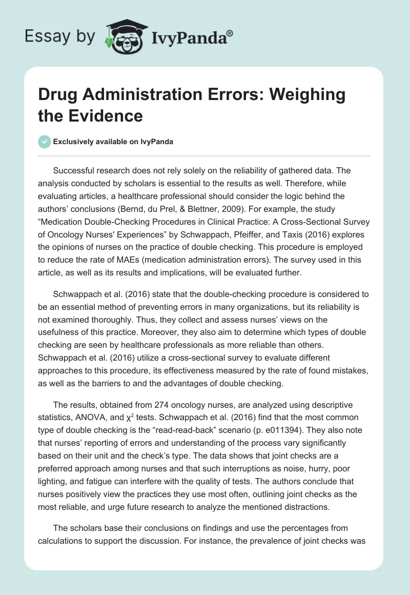 Drug Administration Errors: Weighing the Evidence. Page 1
