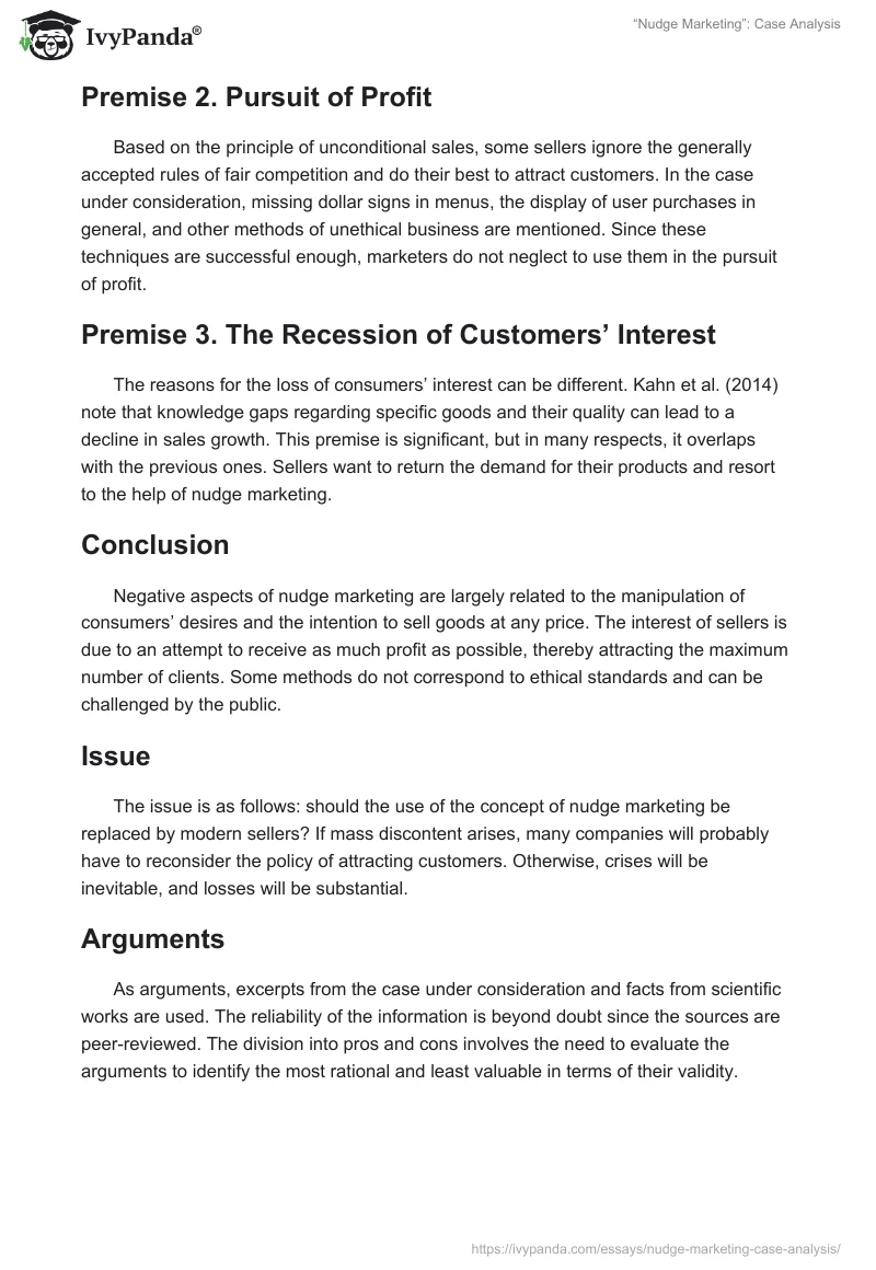 “Nudge Marketing”: Case Analysis. Page 4