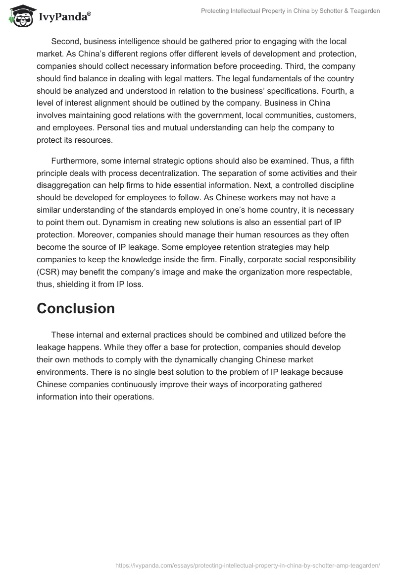 "Protecting Intellectual Property in China" by Schotter & Teagarden. Page 2
