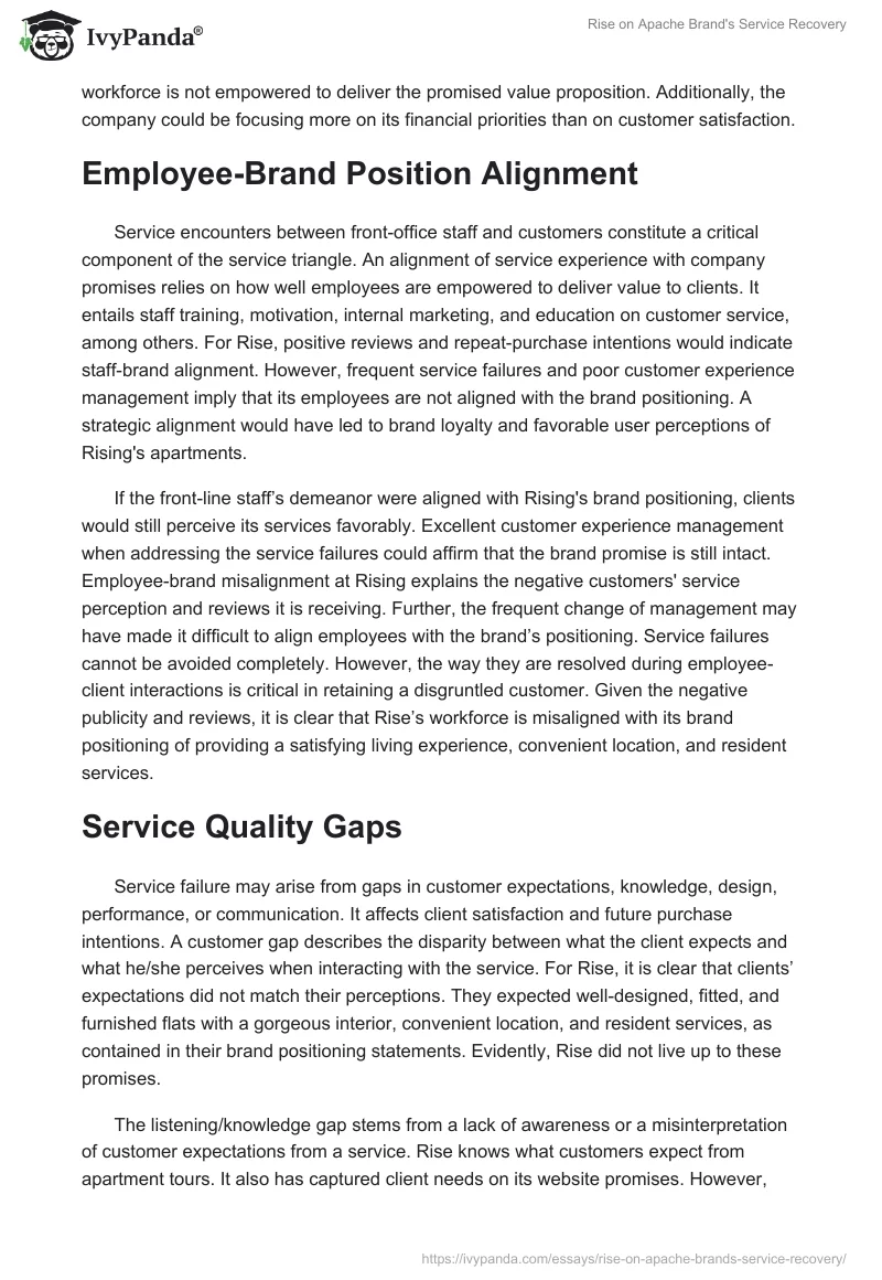 Rise on Apache Brand's Service Recovery. Page 2