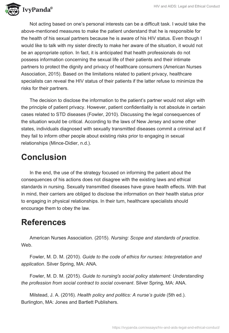 HIV and AIDS: Legal and Ethical Conduct. Page 2