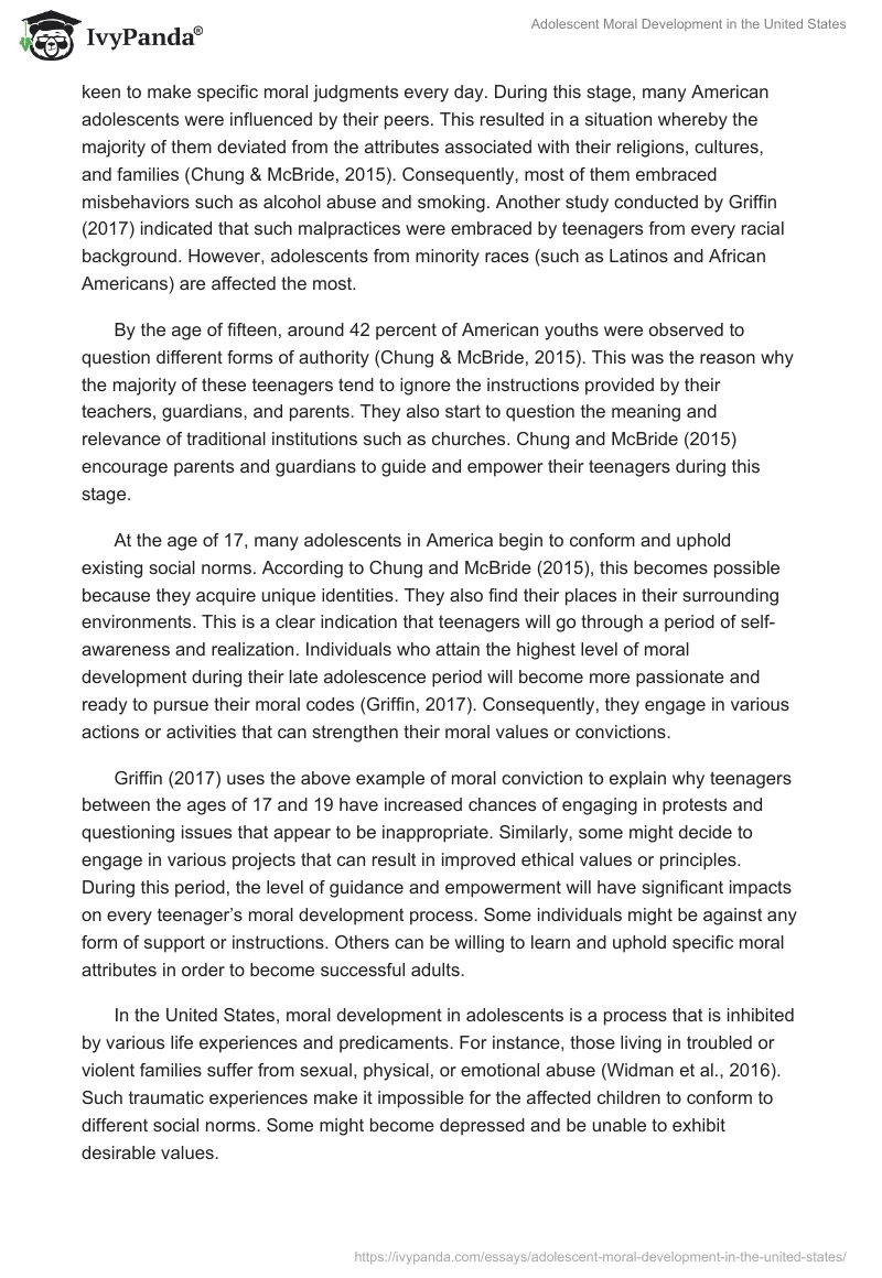 Adolescent Moral Development in the United States. Page 2