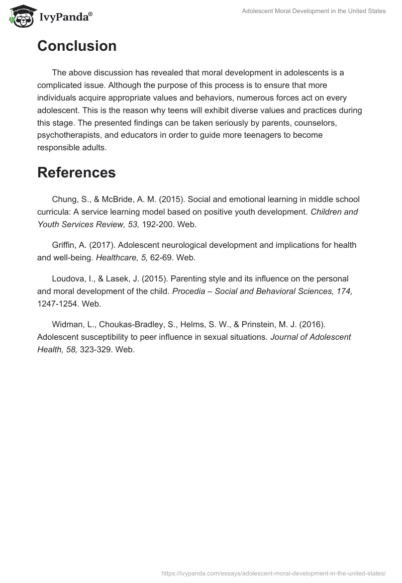 Adolescent Moral Development in the United States. Page 4