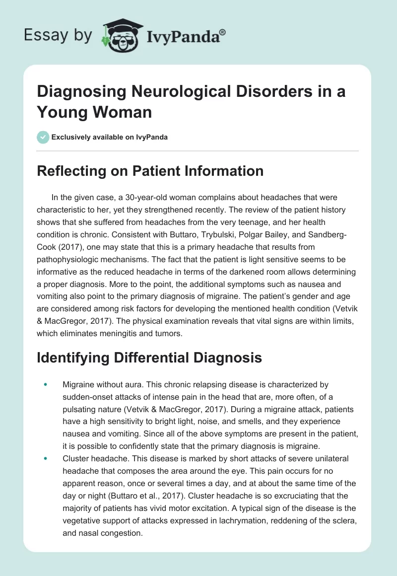 Diagnosing Neurological Disorders in a Young Woman. Page 1