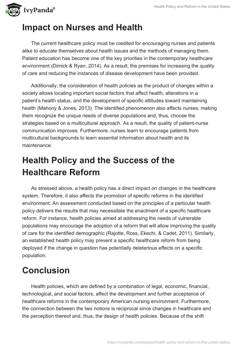 Health Policy and Reform in the United States. Page 2