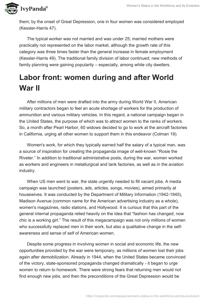 Women’s Status in the Workforce and Its Evolution. Page 5