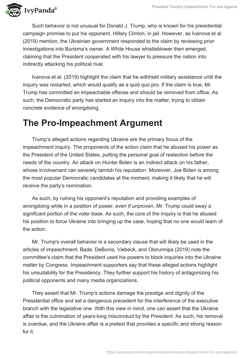 President Trump's Impeachment: For and Against. Page 2