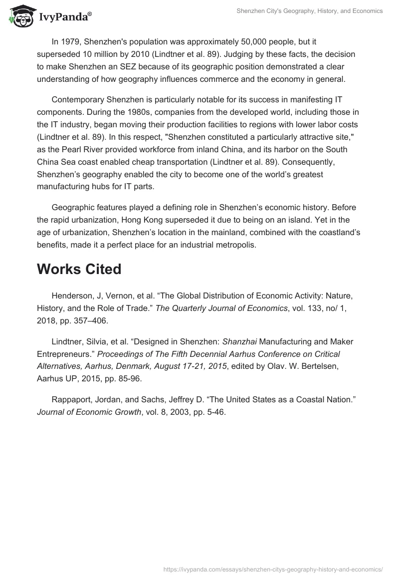 Shenzhen City's Geography, History, and Economics. Page 2