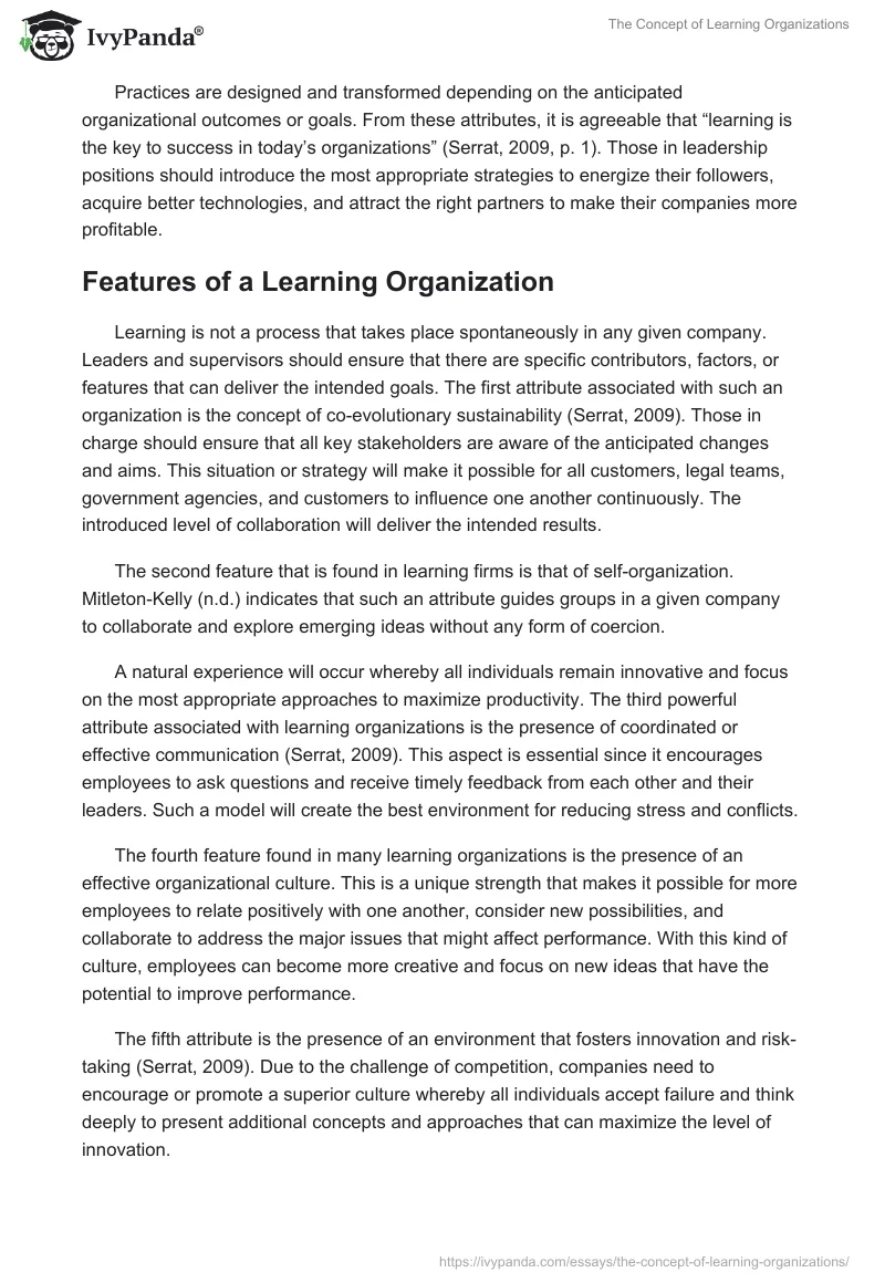 The Concept of Learning Organizations. Page 2