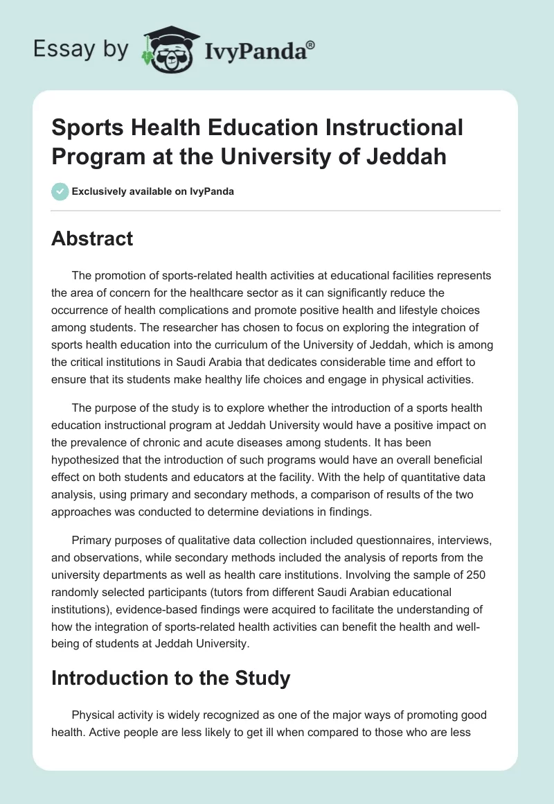 Sports Health Education Instructional Program at the University of Jeddah. Page 1
