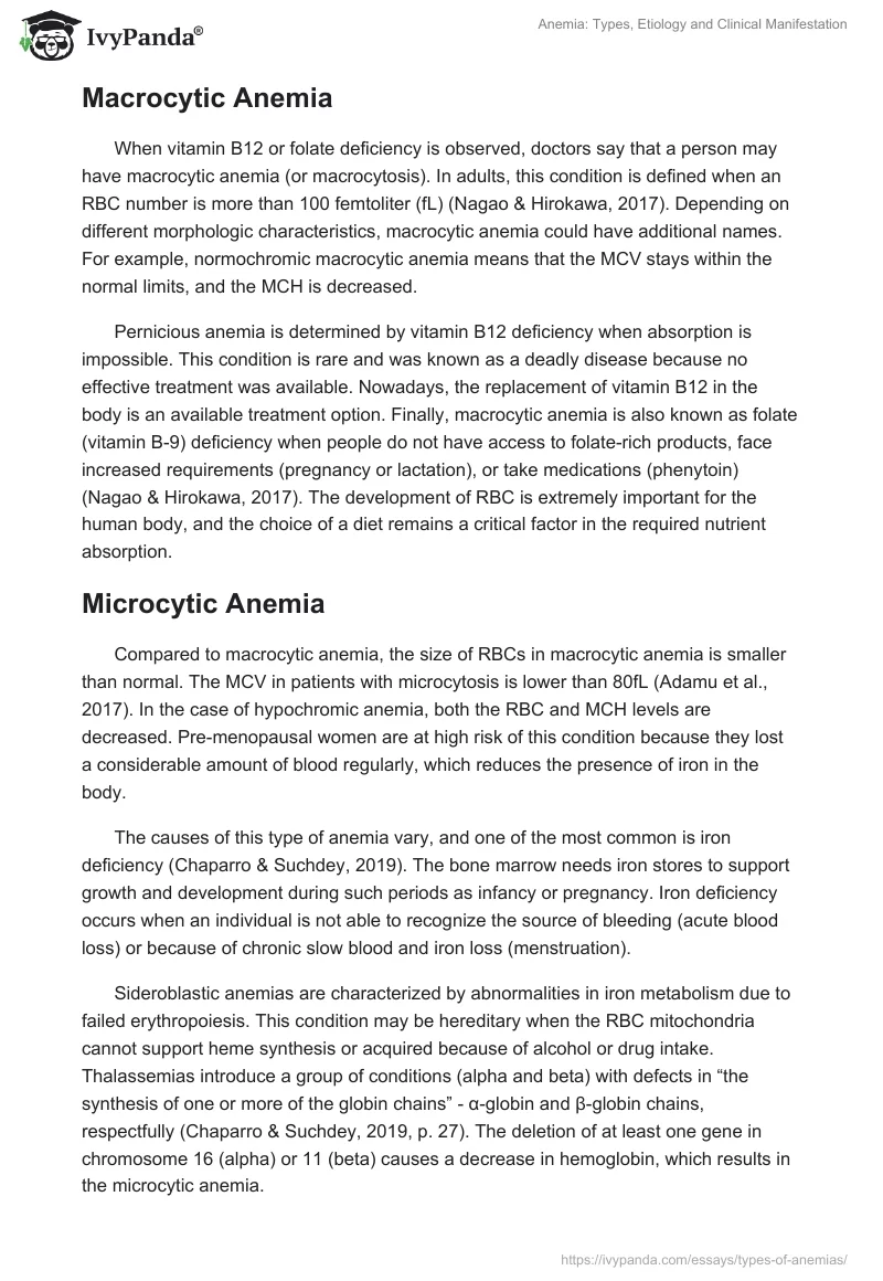Anemia: Types, Etiology and Clinical Manifestation. Page 2