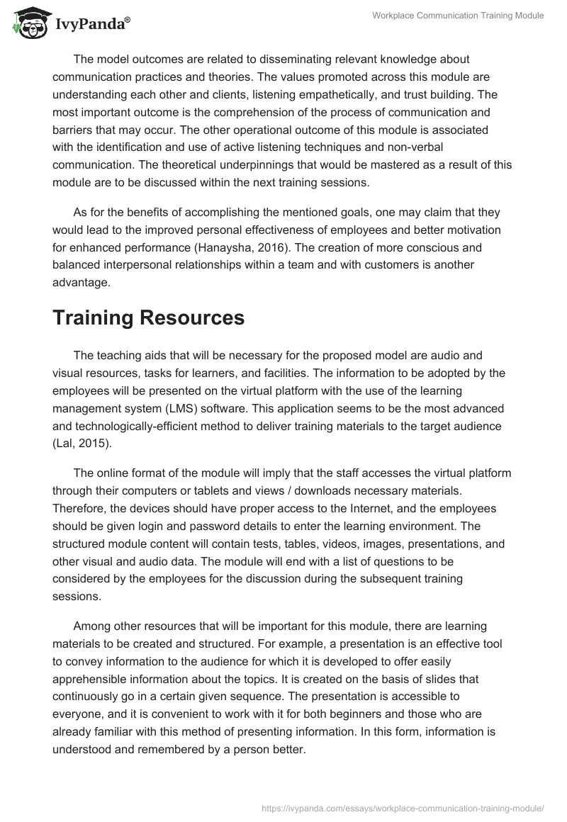 Workplace Communication Training Module. Page 2