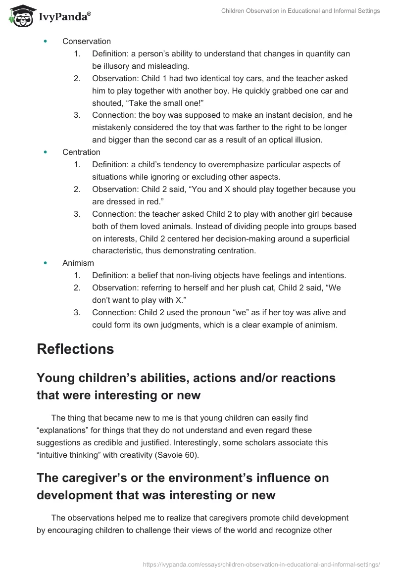 Children Observation in Educational and Informal Settings. Page 4