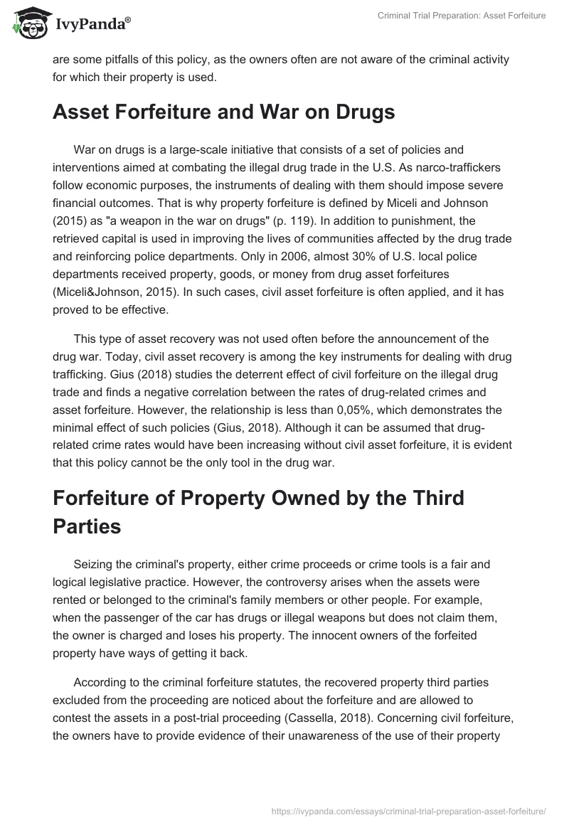Criminal Trial Preparation: Asset Forfeiture. Page 2