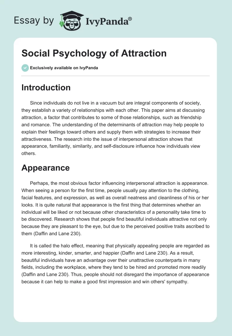 Social Psychology of Attraction. Page 1