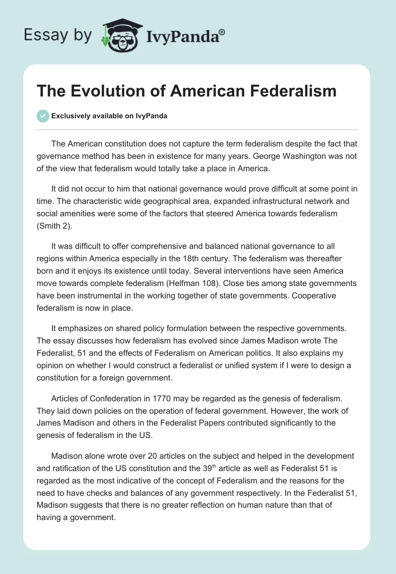 american federalism essay