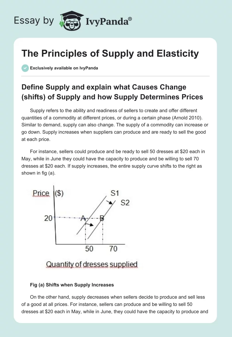 The Principles of Supply and Elasticity. Page 1