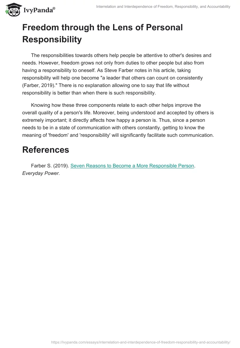 Interrelation and Interdependence of Freedom, Responsibility, and Accountability. Page 2