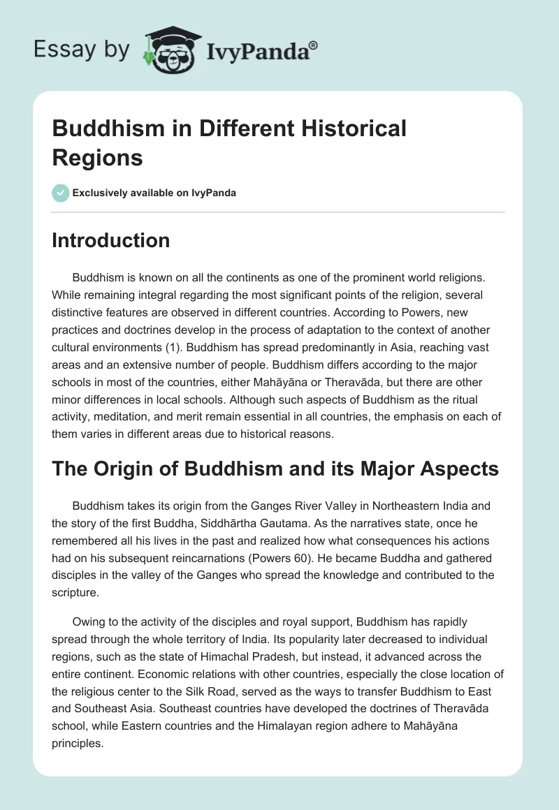 Buddhism in Different Historical Regions. Page 1