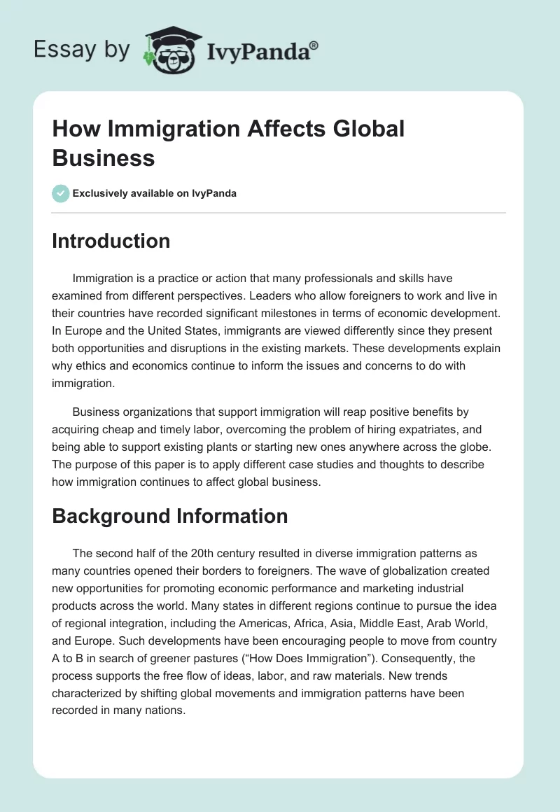 How Immigration Affects Global Business. Page 1