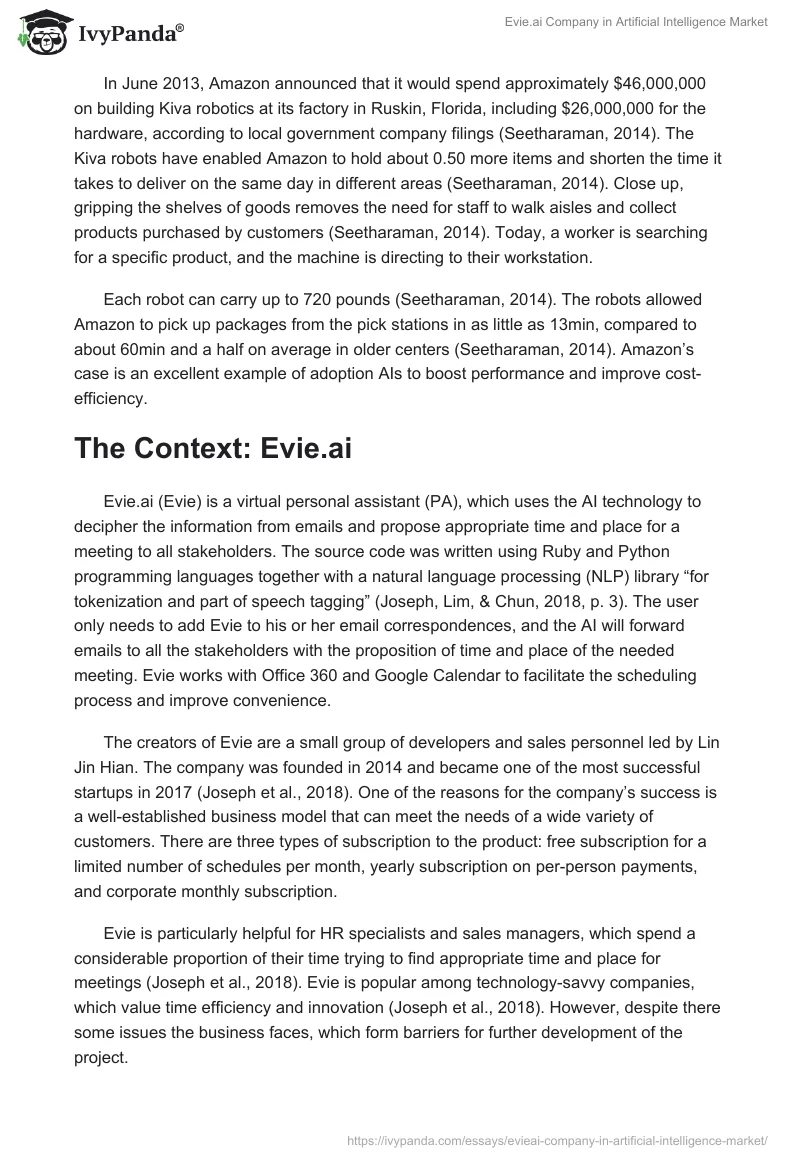 Evie.ai Company in Artificial Intelligence Market. Page 4