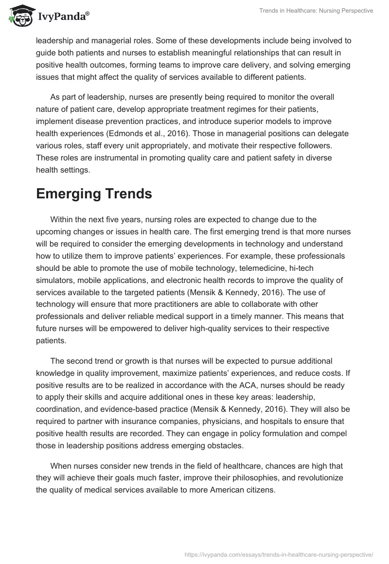 Trends in Healthcare: Nursing Perspective. Page 3