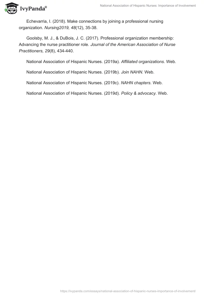 National Association of Hispanic Nurses: Importance of Involvement. Page 5