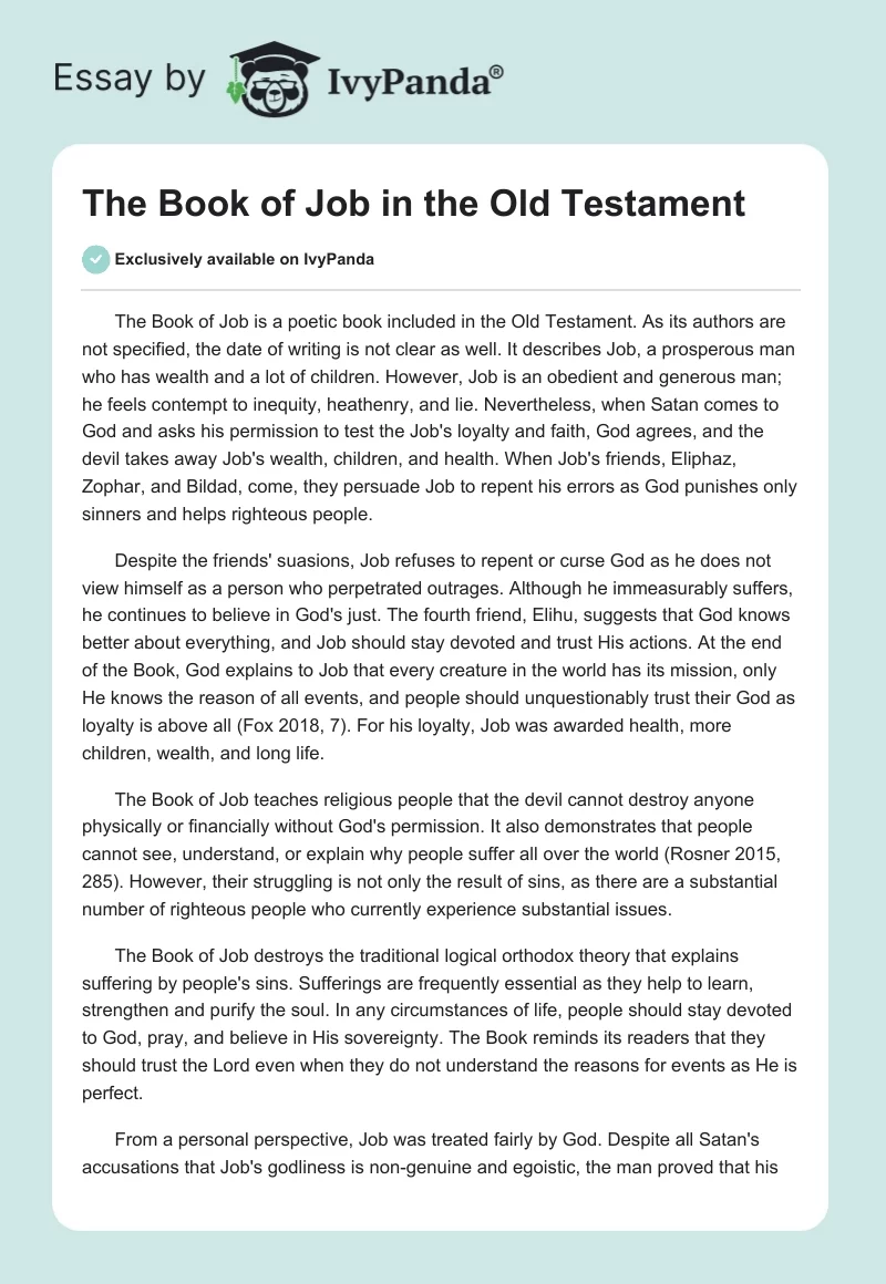 The Book of Job in the Old Testament. Page 1