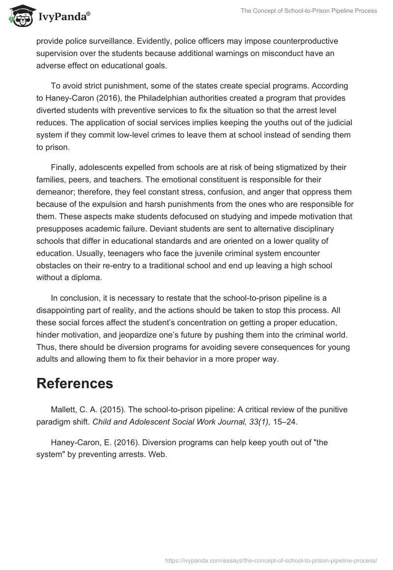 The Concept of School-To-Prison Pipeline Process. Page 2