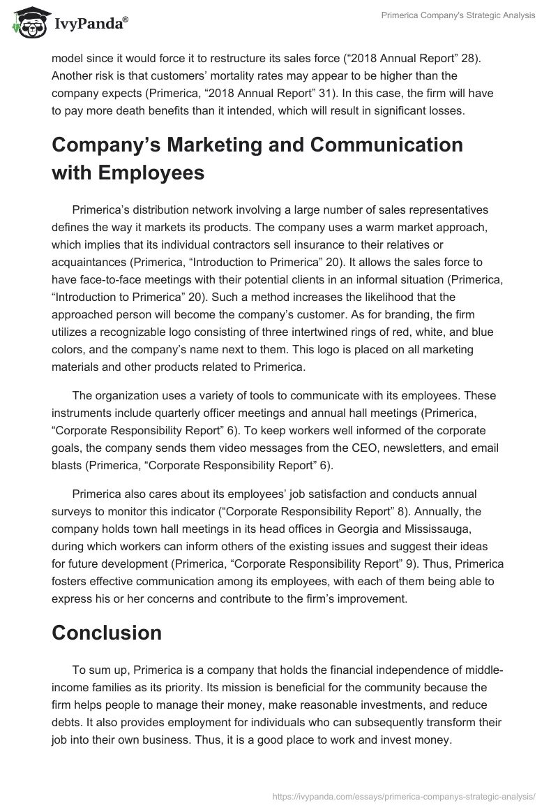 Primerica Company's Strategic Analysis. Page 4