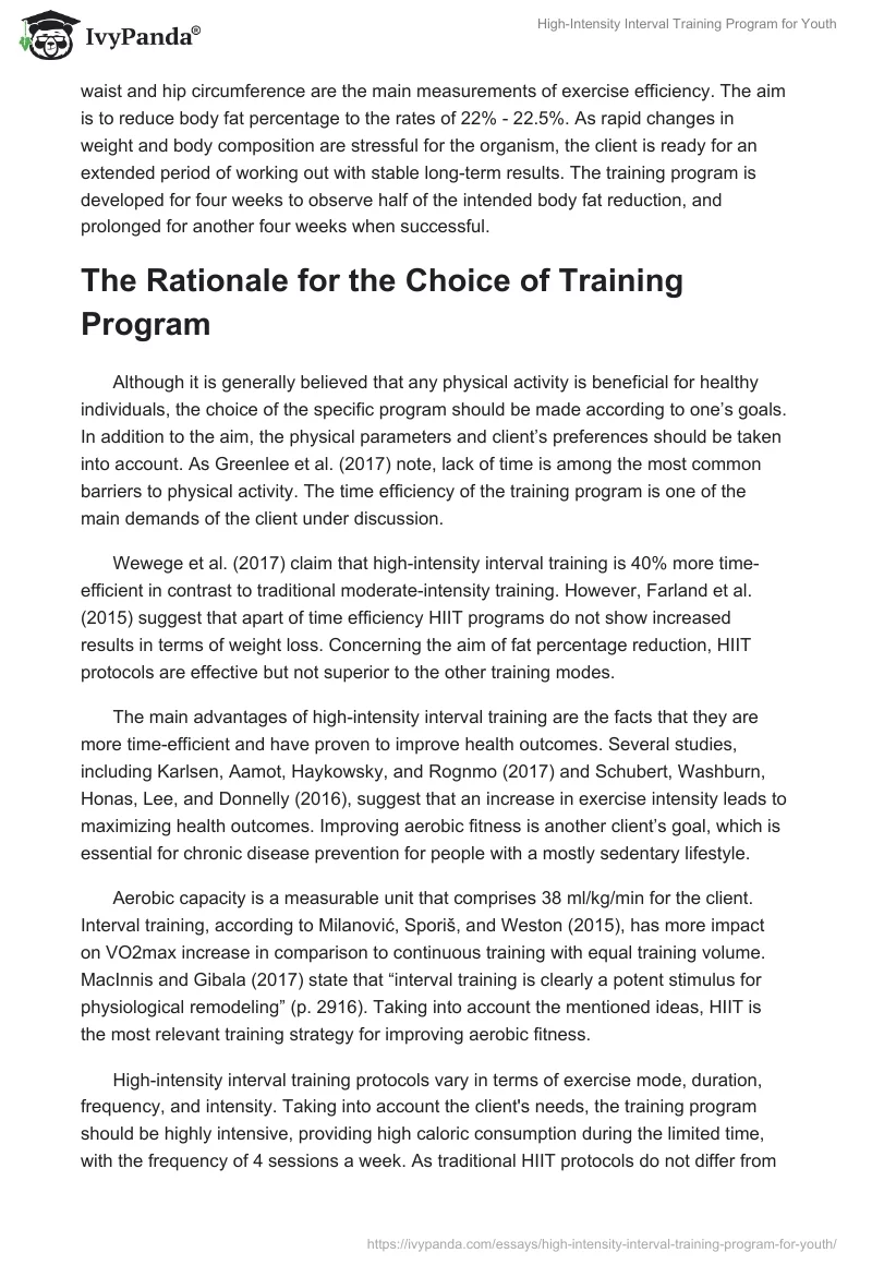 High-Intensity Interval Training Program for Youth. Page 2