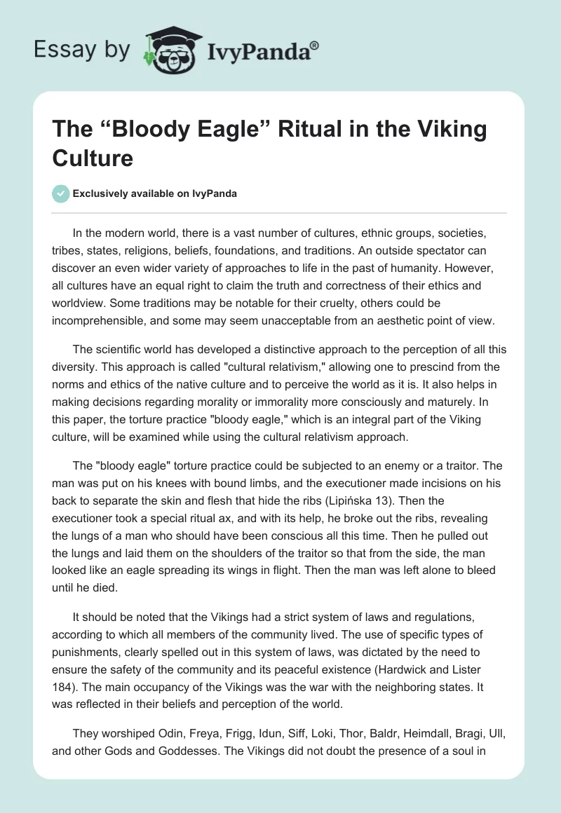 The “Bloody Eagle” Ritual in the Viking Culture. Page 1