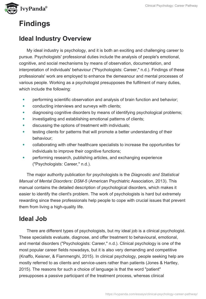 Clinical Psychology: Career Pathway. Page 2