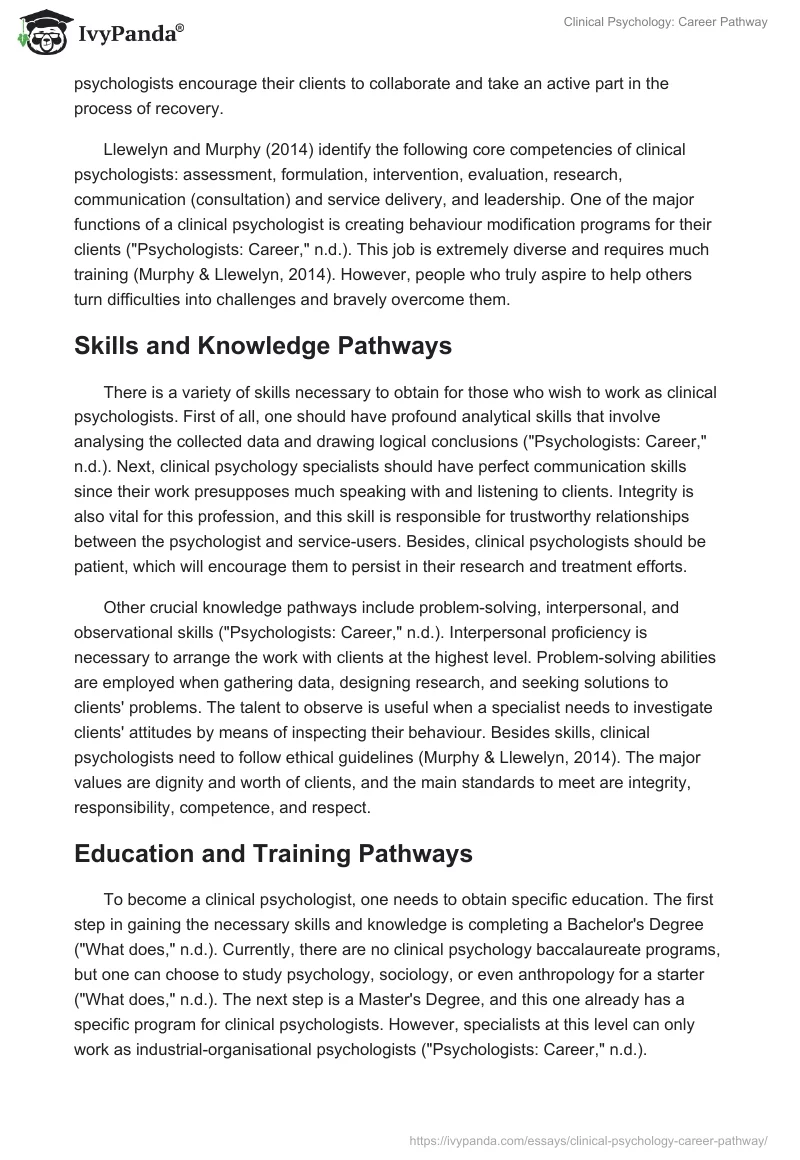 Clinical Psychology: Career Pathway. Page 3