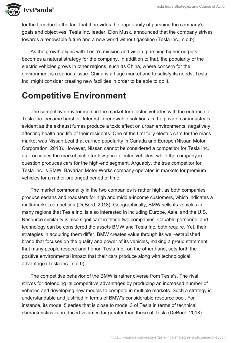 Tesla Inc.'s Strategies and Course of Action. Page 3
