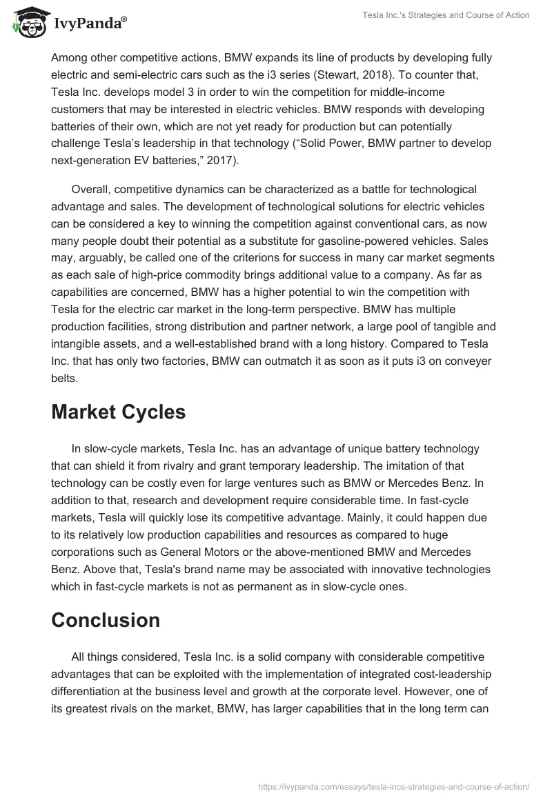 Tesla Inc.'s Strategies and Course of Action. Page 4