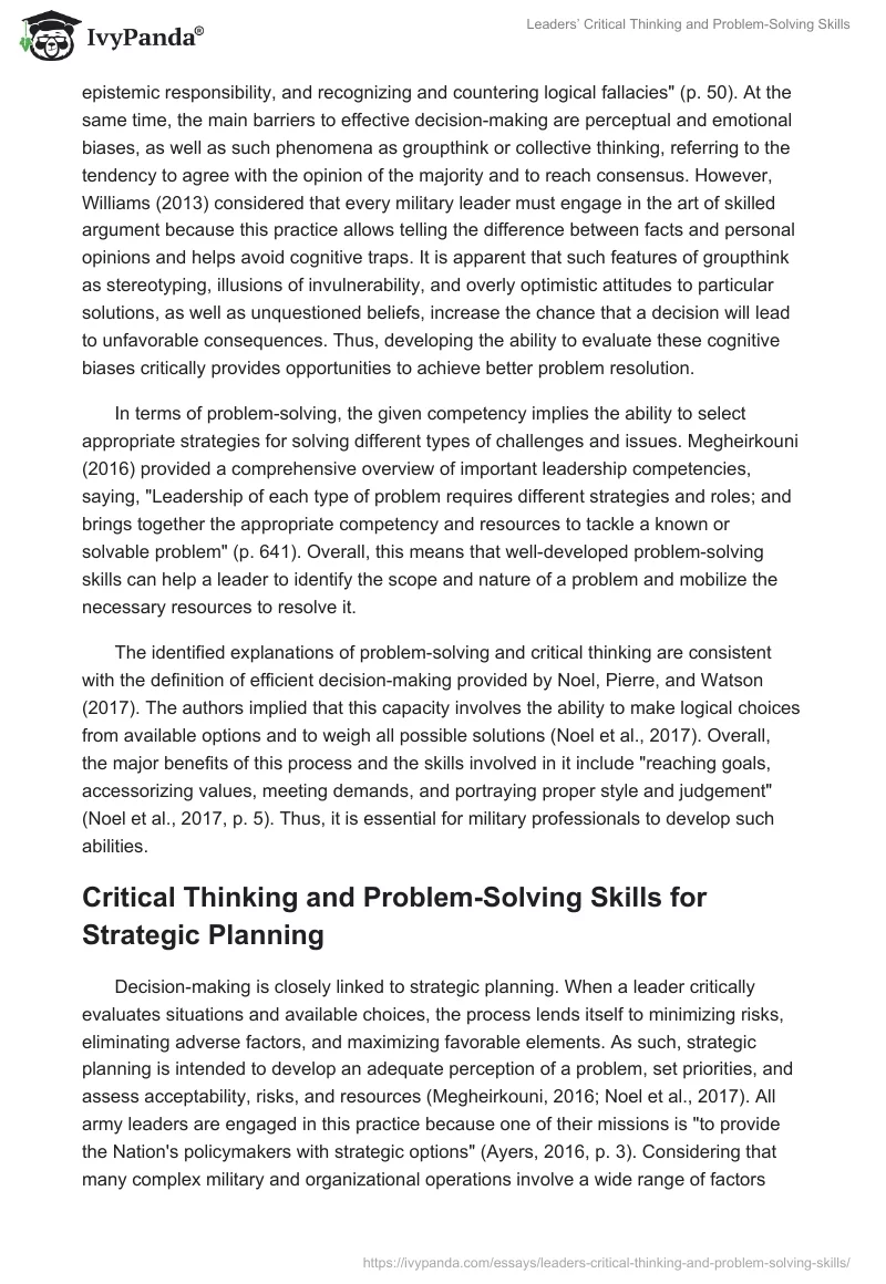 Leaders’ Critical Thinking and Problem-Solving Skills. Page 2