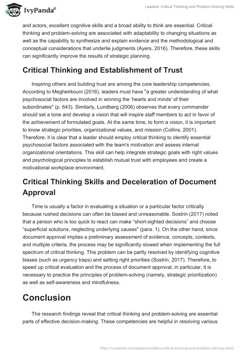 Leaders’ Critical Thinking and Problem-Solving Skills. Page 3