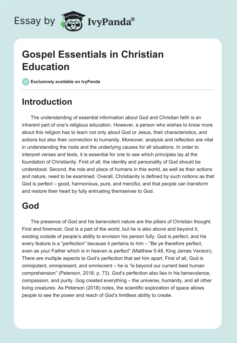 Gospel Essentials in Christian Education. Page 1
