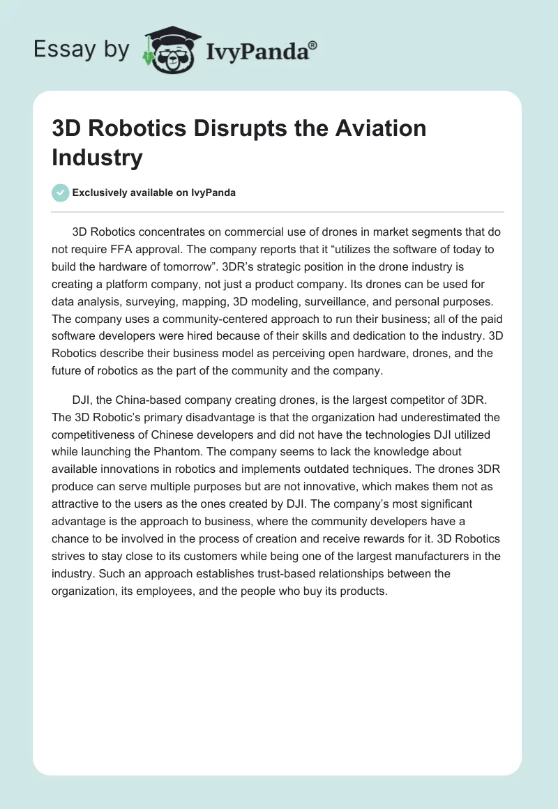 3D Robotics Disrupts the Aviation Industry. Page 1