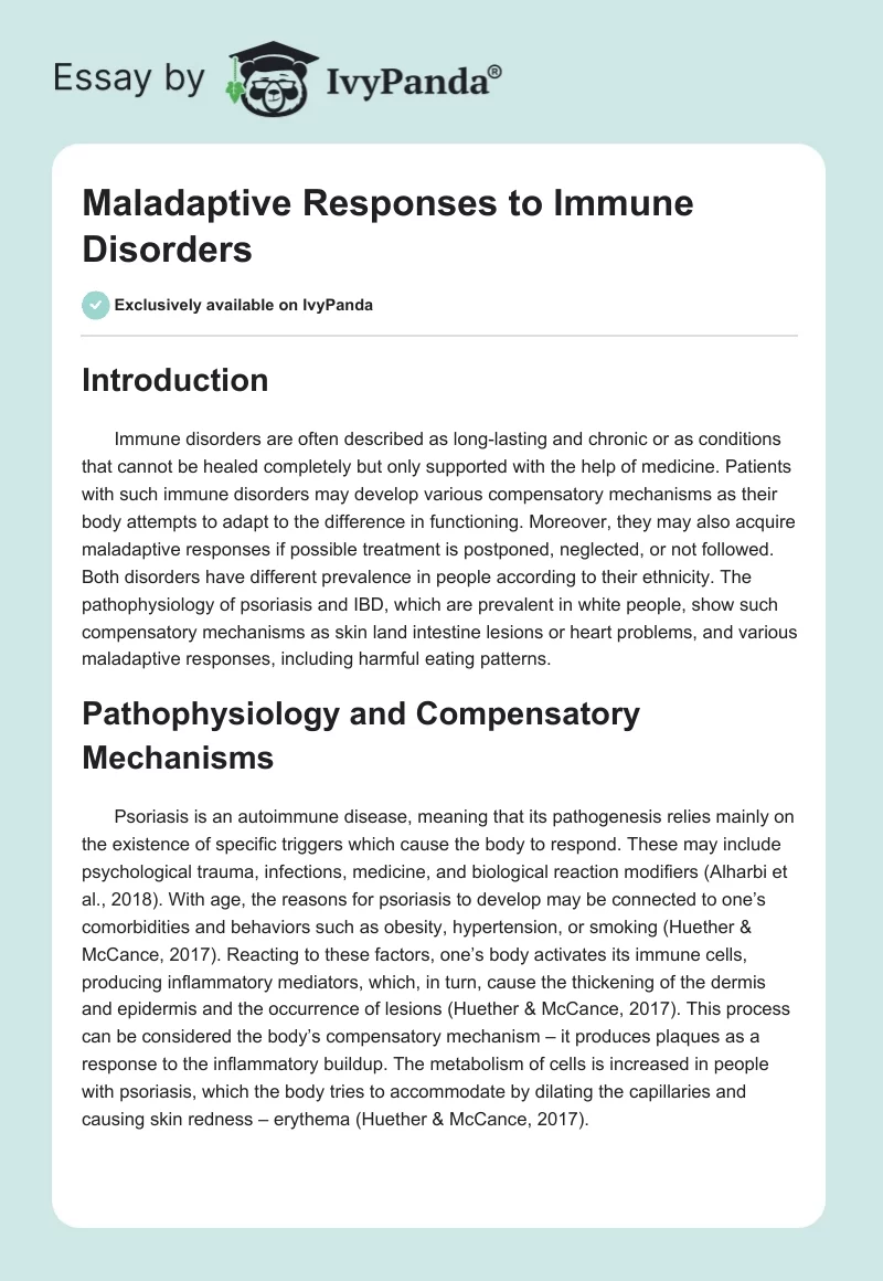 Maladaptive Responses to Immune Disorders. Page 1