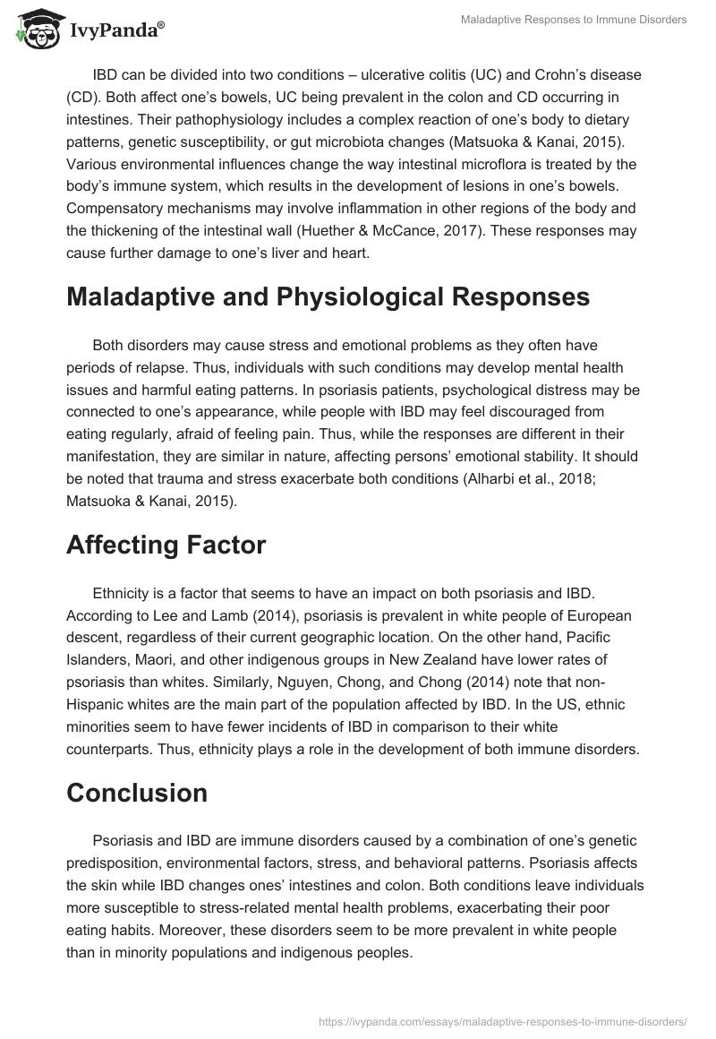 Maladaptive Responses to Immune Disorders. Page 2