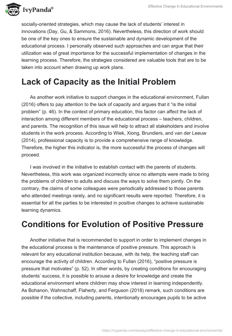 Effective Change in Educational Environments. Page 2