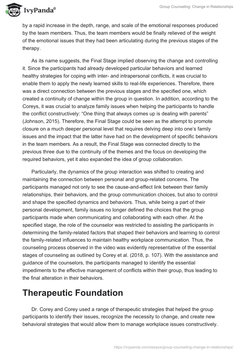 Group Counseling: Change in Relationships. Page 3