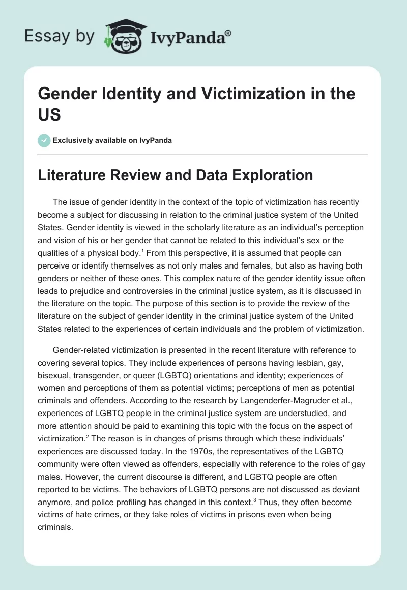 Gender Identity and Victimization in the US. Page 1