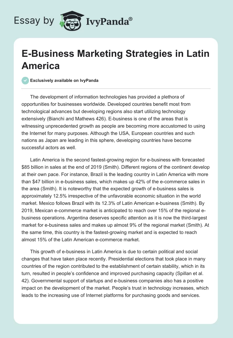 E-Business Marketing Strategies in Latin America. Page 1