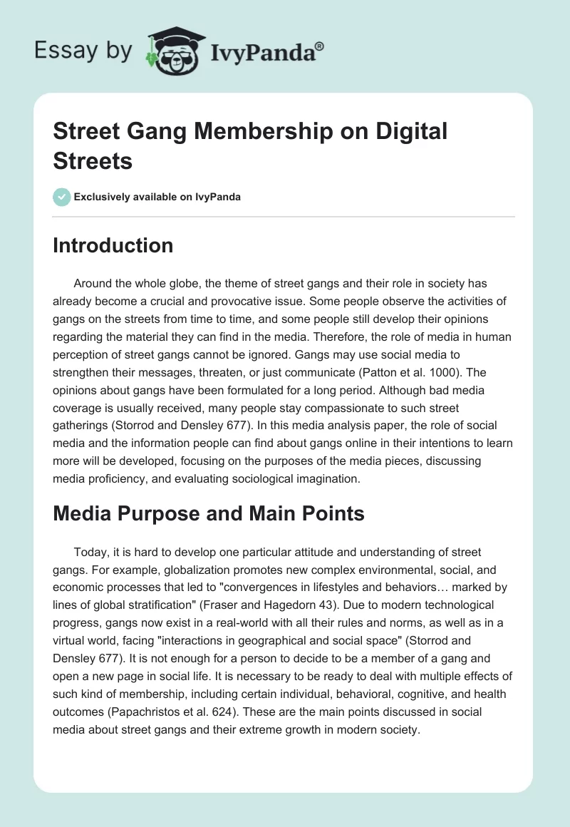 Street Gang Membership on Digital Streets. Page 1